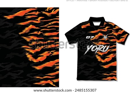 tiger stripe brush sport speed racing sublimation jersey design car decal wrap livery racing modern pattern background shirt fire orange abstract