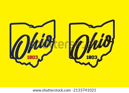 Ohio with state map flag and establishment year 1803 can be use for poster template sourvenier product coffee mug print and attach vector eps.