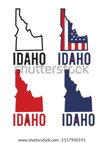 Idaho with state map with us flag and red white and blue on white background can be use for website template advertisement product design food and beverage souvenior printing