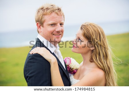 Wedding Couple, Happy Romantic Bride and Groom in Love