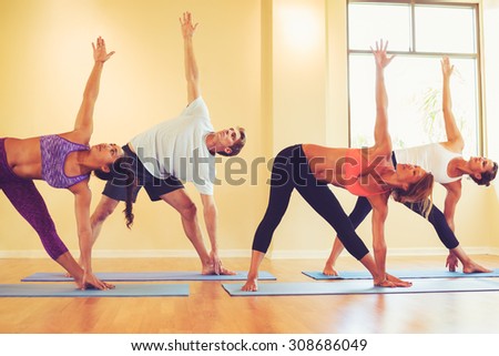 Group of People Relaxing and Doing Yoga. Wellness and Healthy Lifestyle.