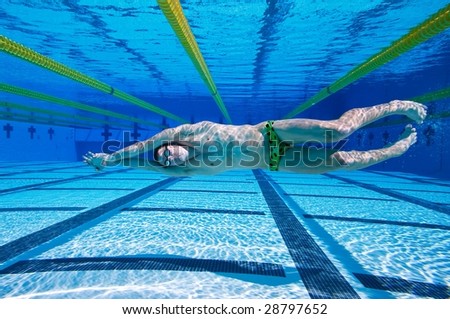 Swimmer Underwater in Pool