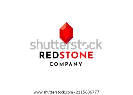 Red ruby stone logo design vector illustration.