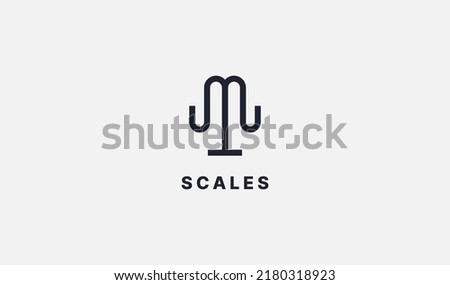 Initial Letter M with Scales Logo. Usable for Business and Branding Company Logos. Flat Vector Logo Design Template Element.