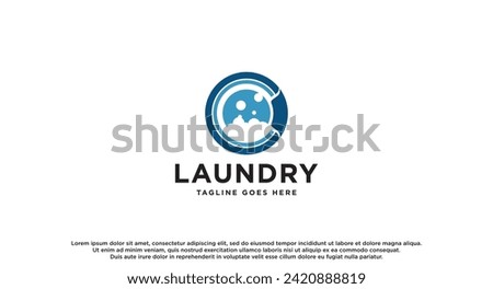 laundry logo in shades of blue and white, with bubbles for washing clothes. clothes, Washing Machine and Bubble usable for Laundry Business logos template