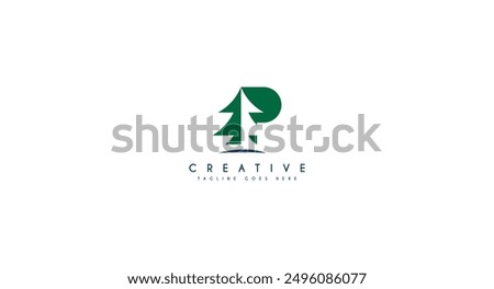 Letter P pine tree logo design vector illustration.