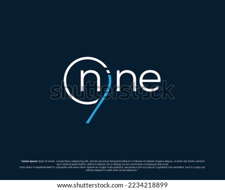 Word mark logo forms negative space of number nine