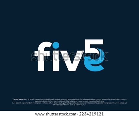 Word mark logo forms negative space of number five
