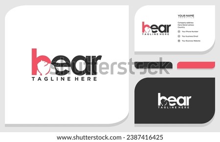 Minimalist Letter Mark BEAR Logo design. logo and business card