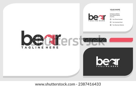 Minimalist Letter Mark BEAR Logo design. logo and business card