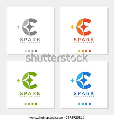 Unique and modern C spark logo design editable