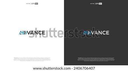 letter ADVANCE vector wordmark logo typography.A logo reflecting progress and forward-thinking, with a sleek and modern design that signifies continuous advancement.