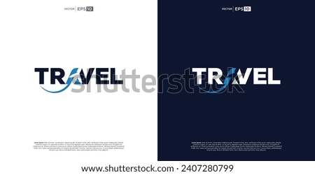 Travel modern wordmark logo design. plane logo vector illustration