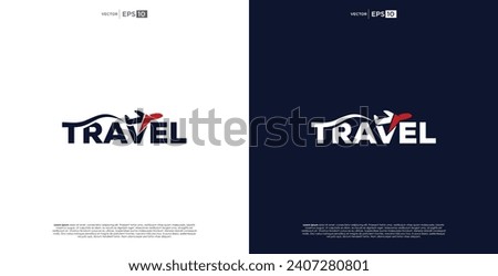 Travel modern wordmark logo design. plane logo vector illustration