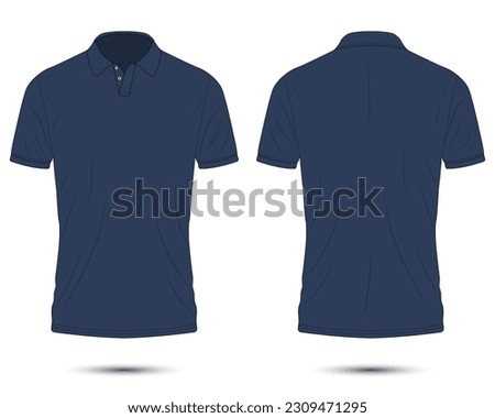 Dark blue polo shirt mockup front and back view