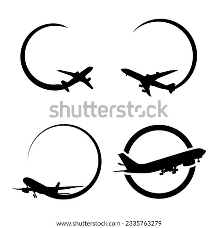 airplane circle logo set suitable for travel agency logo