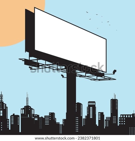 Silhouettes of blank billboards and urban buildings