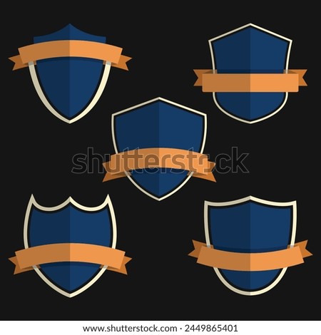 Shield badge collection. Blank logo shield with ribbon