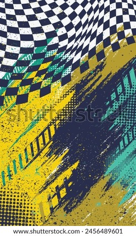 Grunge brush stroke abstract background. Racing style sports jersey t-shirt design template