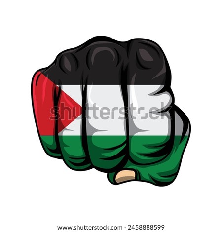 Fist with Palestine flag vector illustration