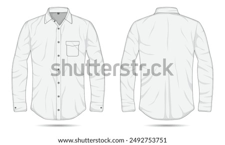 Mockup of white long sleeve button up shirt front and back view