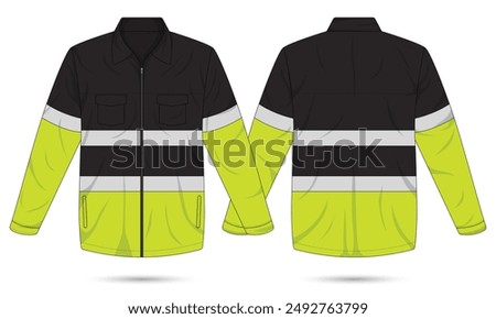 Hi Vis work jacket mockup, vector illustration