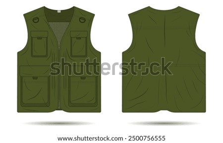 Green military army vest mockup front and back view