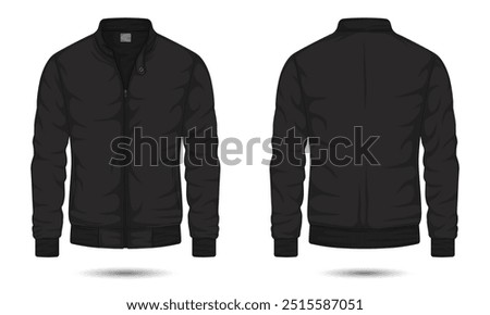 Black bomber jacket mockup front and back view