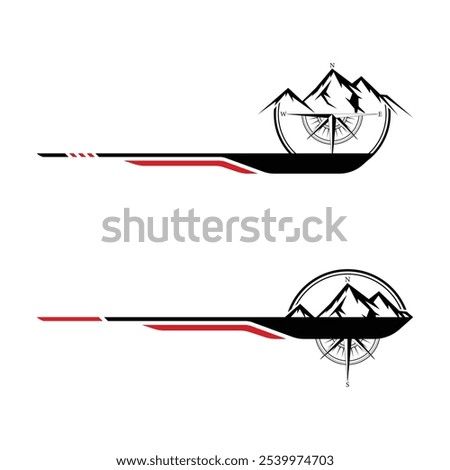 Mountain and compass adventure style car wrap sticker