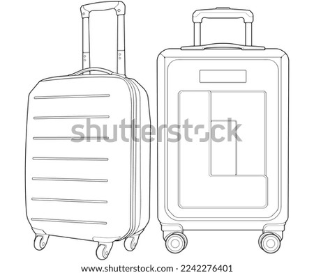 Set of suitcase isolated outline. Vector outline for coloring book. Vector illustration suitcase on white background.
