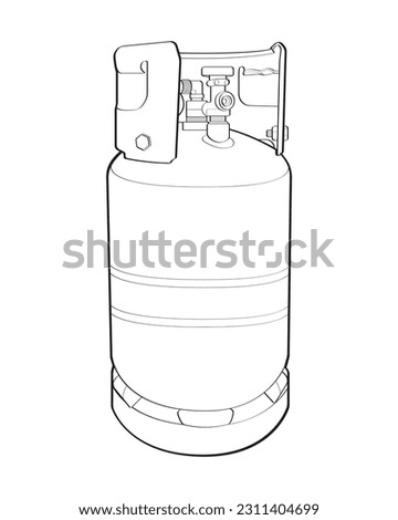 Industrial gas cylinders vector outline. Outline of industrial gas cylinders vector icon design isolated on white background.
