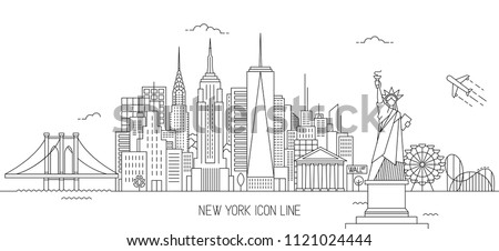 New York skyline vector illustration in line art style