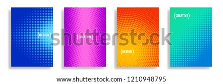 Four rectangular shape Half-Tone Vector Pattern Backgrounds filled with Vibrant Colors.