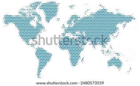 blue dot world map on white background