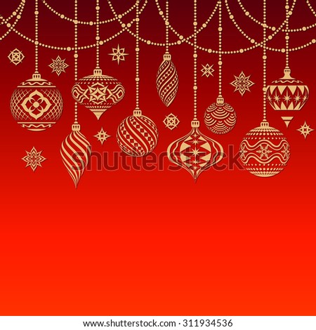 A nice Christmas texture with christmas baubles and snowflakes