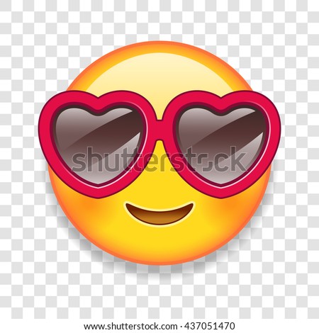 High Detail Vector illustration of an custom emoticon with Heart shaped glasses. 