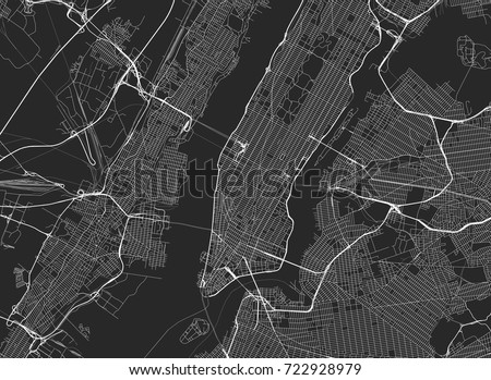 Vector background with all streets of New York and surroundings map.