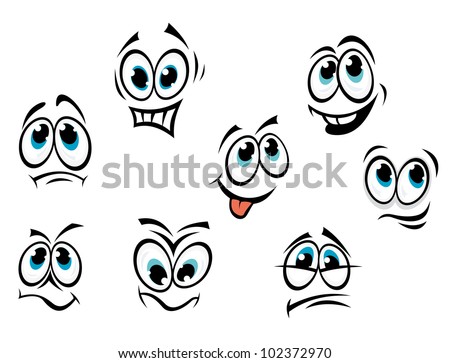 Comics cartoon faces set with different expressions, such logo. Jpeg version also available in gallery