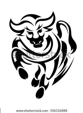 Black Bull In Tribal Style For Mascot Or Tattoo Design, Such Logo. Jpeg ...