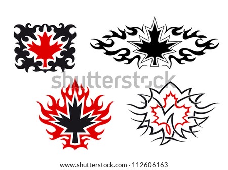 Maple leaves emblems and symbols for tattoo design, such a logo. Jpeg version also available in gallery