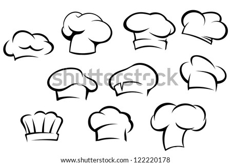 White chef hats and caps set in cartoon style, also a logo idea. Jpeg version also available in gallery