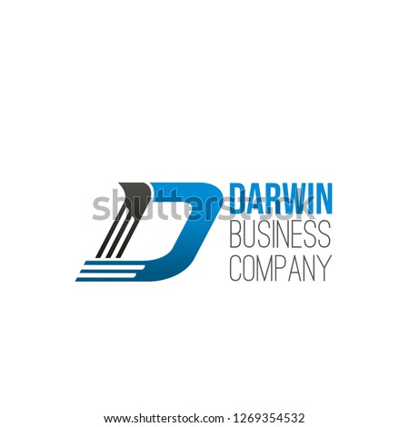 Letter D icon for business company or commerce and banking industry design. Vector abstract Darwin symbol of letter D for investment marketing, development corporation and consulting agency