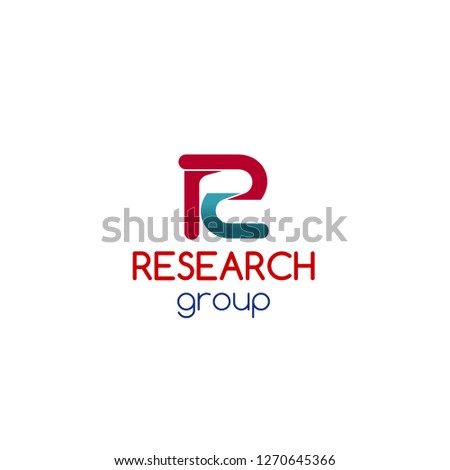 Vector icon for research group isolated on white background. Thinking and creating new ideas concept. Creative sign in red and blue colors for science organization or education school