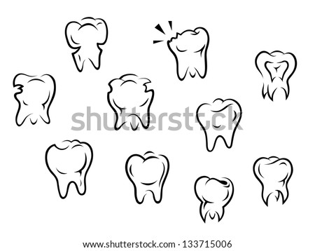 Set of health and illness teeth isolated on white background. Jpeg (bitmap) version also available in gallery