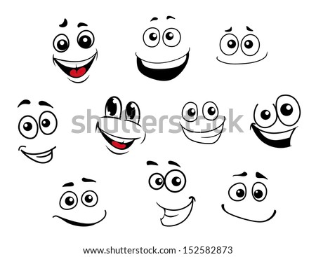 Funny cartoon emotional faces set for comics design. Jpeg version also available in gallery