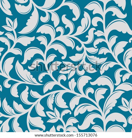 Blue Floral Pattern With Decorative Elements For Background Or ...