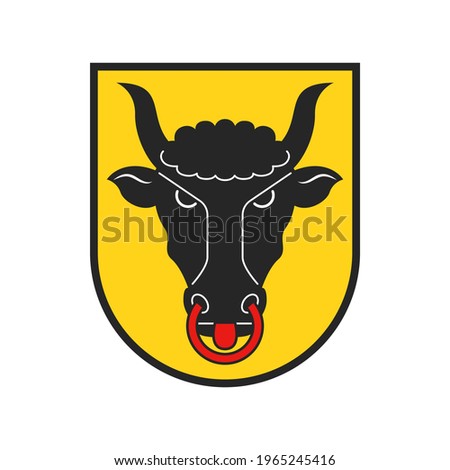 Canton of Switzerland, Swiss Uri arms emblem, vector icon. Switzerland national sign and coat of arms of Uri region, Swiss confederacy culture and history tradition symbol of bull on yellow shield