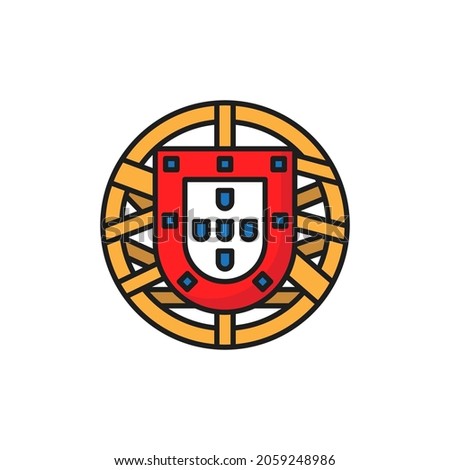 Portugal coat of arm isolated national flag emblem isolated. Vector Portuguese shield, group of five, lesser of Portugal round sign. European country symbol, independence day patriotic holidays label