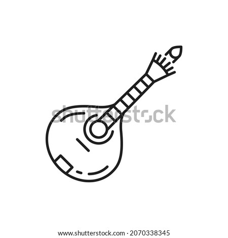 Ukulele guitar isolated retro portuguese folk music instrument isolated. Vector vihuela fretted plucked Spanish string guitar, 15th-century music tool. Vihuela de arco or vihuela de mano