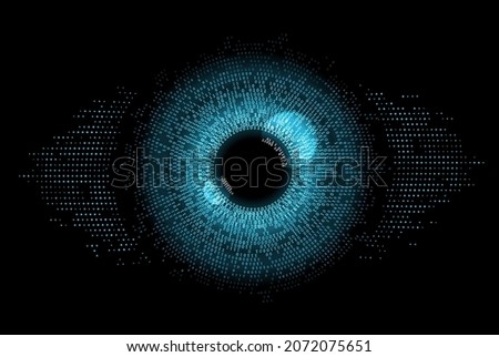 Digital eye, data network and cyber security technology, vector background. Futuristic tech of virtual cyberspace and internet secure surveillance, binary code digital eye or safety scanner Stockfoto © 